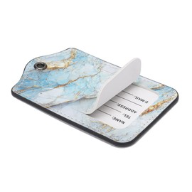 2 Pcs Luggage Tags for Suitcases, PU Leather Cruise Ship Luggage Tags with Privacy Cover Label Address Card and Durable Metal Ring for Men Women Baggage Handbags Backpacks (Golden Marble)