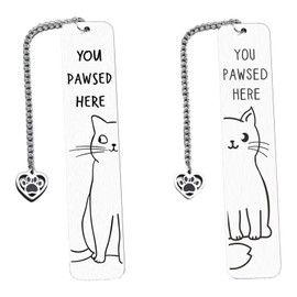 2 Pieces Metal Bookmarks with Cats, Metal Bookmark, Metal Bookmark with Cat, Funny Kitten Bookmark, Zinc Alloy Cat Bookmark for Book Lovers, Teachers, Students