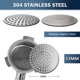 NEOUZA V2 Espresso 53mm Puck Screen 1.5mm Thickness Mesh Filter Stainless Steel for Barista Coffee Portafilter Basket