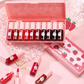 Lip Tint Stain Set, Korean Moisturizing Lip Gloss Velvet Mini Liquid Lipstick, Multi-Use Lip and Cheek Tint, Non-Stick Cup, Lightweight, Long-Lasting Waterproof Lips Makeup