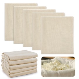 Pack of 5 Reusable Straining Cloth, 50 x 50 cm, Cheesecloth, Reusable, Washable, 100% Cotton, Unbleached Linen Cloth, Multi-Purpose Cheese Cloth from Tofu, Cheese, Fruit Juices, Draining, Refration