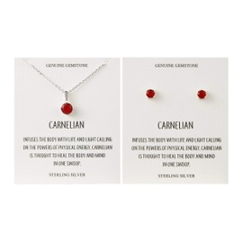 Philip Jones Sterling Silver Carnelian Gemstone Set with Quote Card