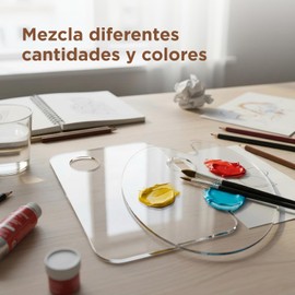 Set 2 Paletas Acrílicas Transparentes, Paleta para Pintura 30 x 20 cm, Paleta Acrílica para Pintura Óleo Profesional, Paleta para Manualidades, Agujero para Pulgar, Antiadherentes, Fácil de Limpiar,