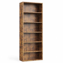 6-Tier Wood Bookcase, 63-Inch Tall Bookshelf with Anti-Tip Device, Floor Standing Storage Organizer for Living Room, Bedroom & Home Office, Black