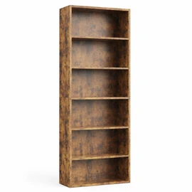 6-Tier Wood Bookcase, 63-Inch Tall Bookshelf with Anti-Tip Device, Floor Standing Storage Organizer for Living Room, Bedroom & Home Office, Black