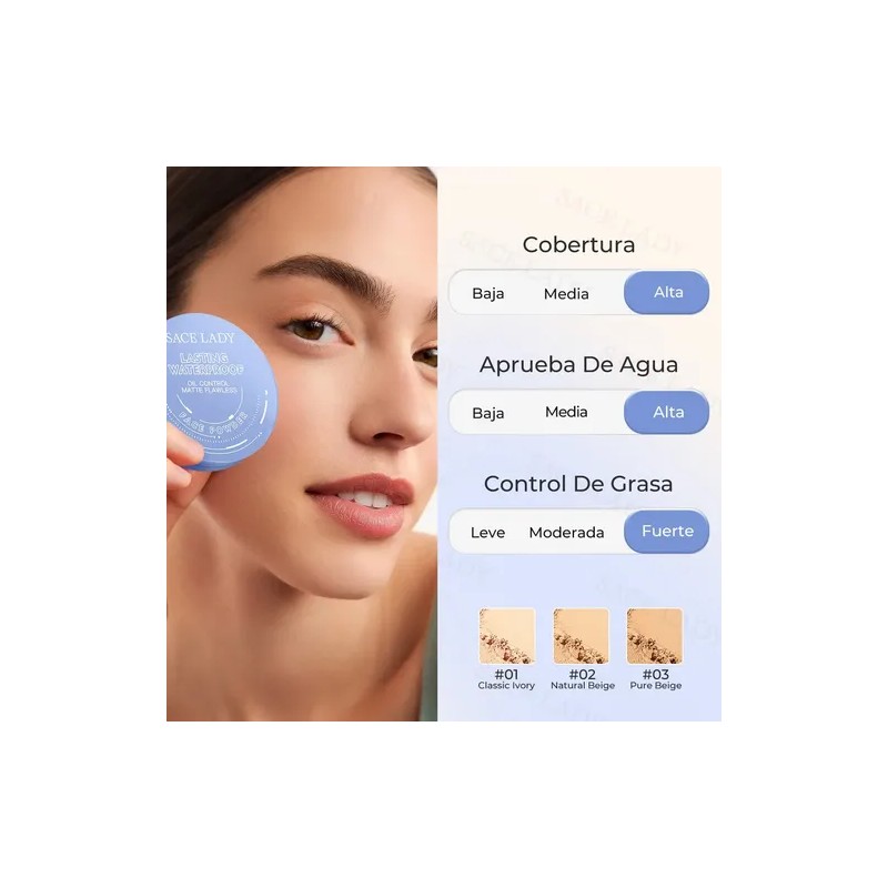Sace Lady Base De Maquillaje Polvo Compacto Fijador Matte10g