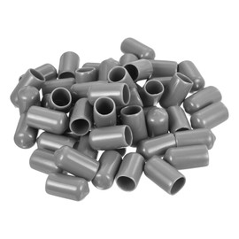 sourcing map 50pcs Rubber End Caps Protective Caps 11mm ID Vinyl PVC Round Tube Bolt Cap Cover Screw Thread Protectors Light Gray