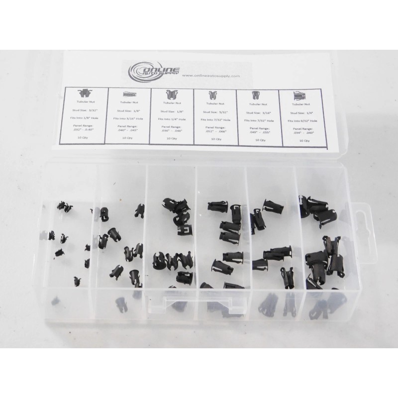 Online Auto Supply 60 pcs 6 Sizes Emblem Script Clips