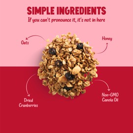 Kellys Four Plus Granola Cereal | Cranberry Nut Healthy Granola for Yogurt | Hand Made Snacks for Breakfast - 12 oz (Pack of 6)