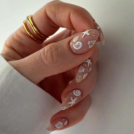 24Pcs Press on Nails, Uas Cortas Cuadradas Falsas, Kit de Reutilizables con Pegamento Adhesivo Mini Lima de, Uas press ons 15 Tamaos (style 19)