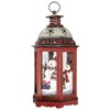 Christmas Lantern Snowman Red Hexagonal Hanging or Standing
