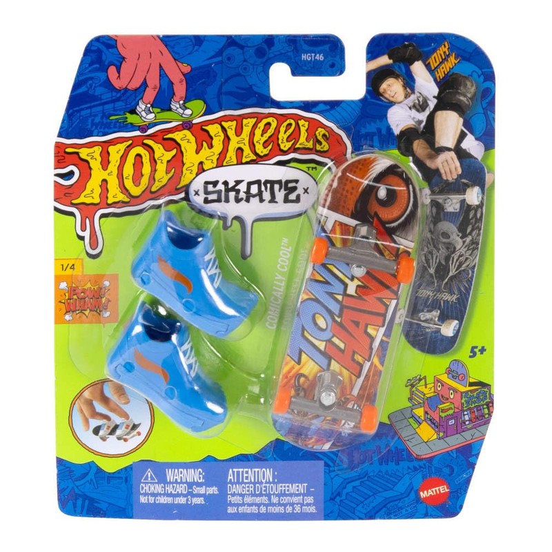 Hot Wheels, Comically Cool™ Skateboard with Tennis Toy for Kids