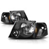 [4Pcs-Set] Headlights Assembly+Corner Lamps Compatible with Ford Explorer 02-05,Black Housing/Amber