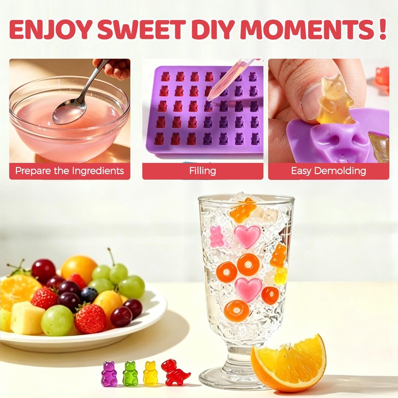 4 Pack Gummy Molds, Silicone Candy Molds Gummy Bear Mold