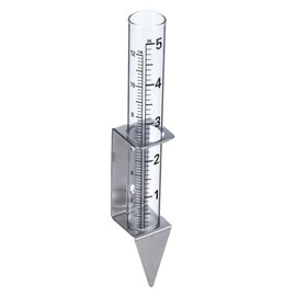 Snblzhef 5 Inch Capacity Rain Gauge Outdoor with Tube,2 in 1 Stainless Steel Holder - Precise Rain Measurement for Garden,Lawns