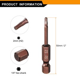 HARFINGTON Hex Head Wrench Drill Bit 2mm(H2) Metric 1/4" Hex Shank 2"(50mm) Length S2 Steel Magnetic Impact Drivers Screwdriver Bit Industrial Grade Hexagon Electric Drill Bits