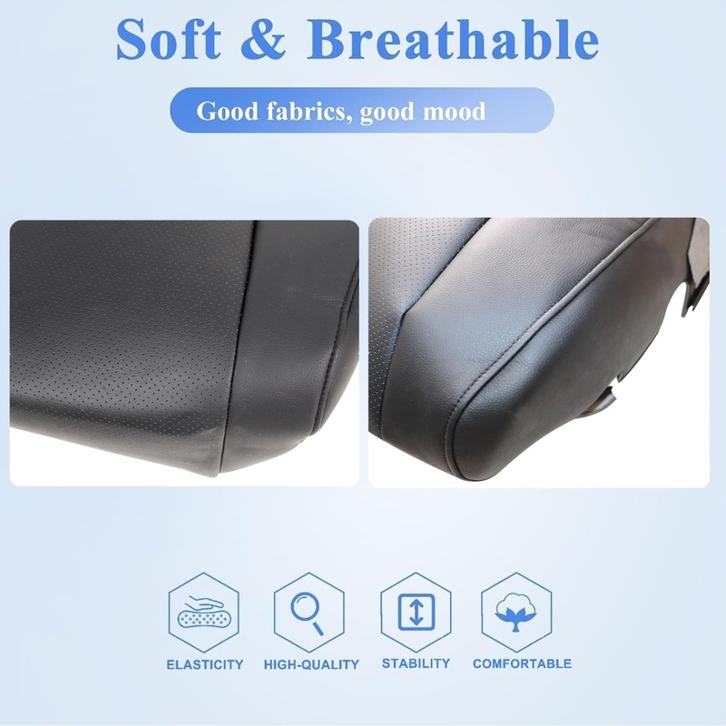 FZJDSD Black Passenger Side Bottom Microfiber Leather Replacement Seat Cover