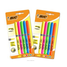 BIC Highlighter Set, 2 x 5 Highlighter Set, Chisel Tip, Does Not Press Through Paper, with Drying Protection