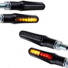 Germany Motorsports LED Mini Motorcycle Indicator Shark E-Approved Black Universal 12 V (LED Indicator + 3-in-1 Indicator, 2 Pairs)