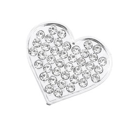 Motoforti Bling Rhinestones Silver Tone Heart Shape 3D Emblem Car Sticker Long-lasting