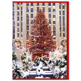 ArtMalore Rockefeller Center Christmas Tree New York City Holiday Greeting Card - 5x7 Inch, Blank Inside, Premium Card Stock with Eco-Friendly Envelope, Frame-Ready, Made in USA