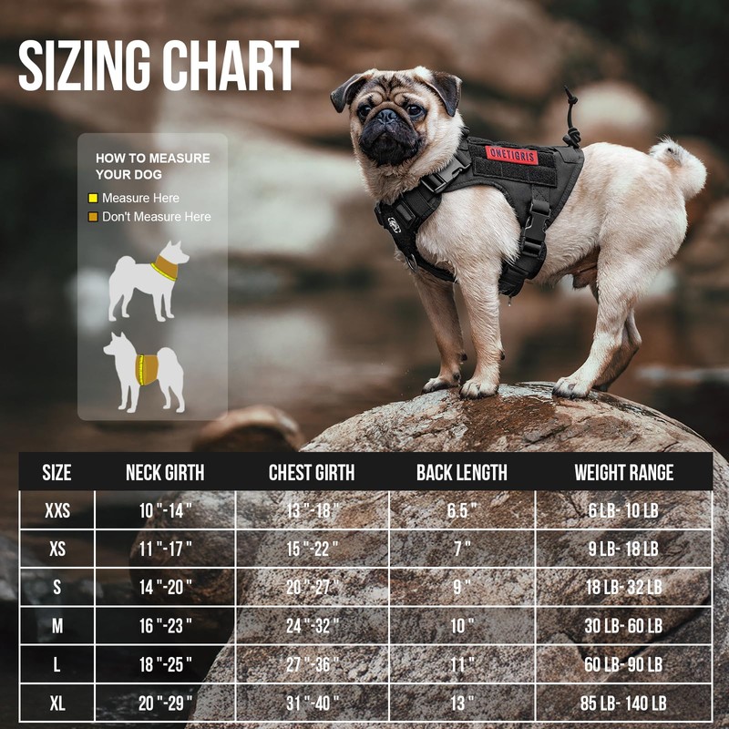 OneTigris Tactical Dog Harness Vest,No-Pull Service Dog Vest with Hook