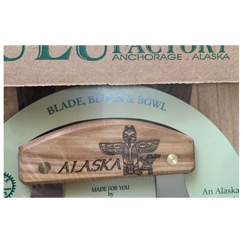 Alaska Ulu Bowl Set Birch Handle Totem Pole Eskimo