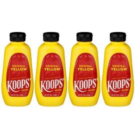 Koops' Original Yellow Mustard – Gourmet Mustard, Gluten-Free, Kosher, Made in USA, From Quality Mustard Seeds, Yellow Mustard Sauce – 12 Oz, Pack of 4