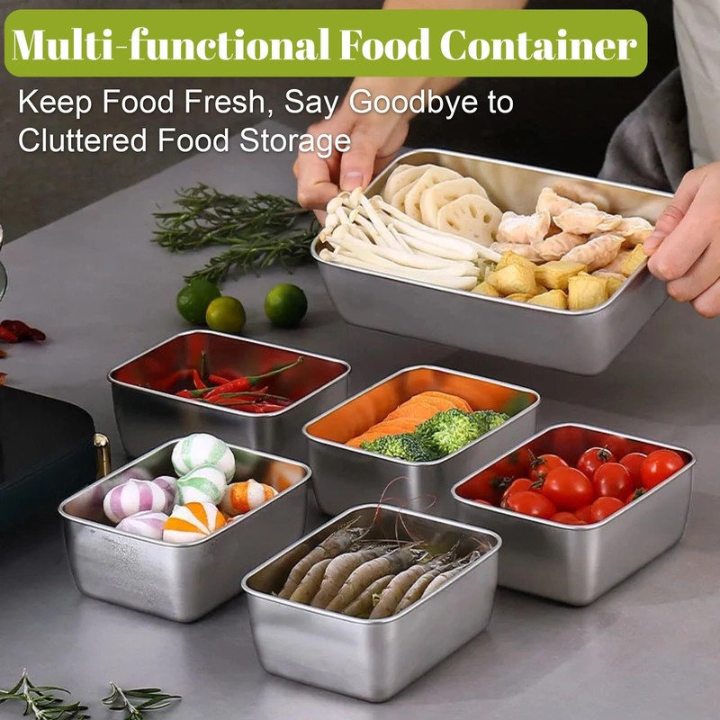Zjyufy 6 Pack Stainless Steel Containers Stainless Steel Multipurpose Reusable