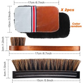 4 Pcs Horsehair Shine Shoes Brush Kit Polish Dauber Applicators Cleaning Leather Shoes Boots Care Brushes Suede Cleaner Brush with Microfiber Shoe Gloves(4 Pcs Style D)