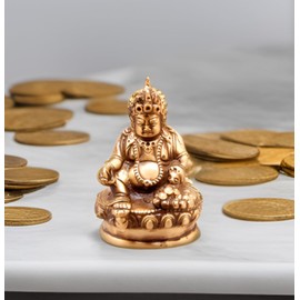 Purpledip Estatua de latón Kubera (Dios hindú de la Riqueza y la Prosperidad): Kuber Vaisravana Sarvanubhuti ídolo en Metal Puro; decoración de templos Indios regiosos (11031)
