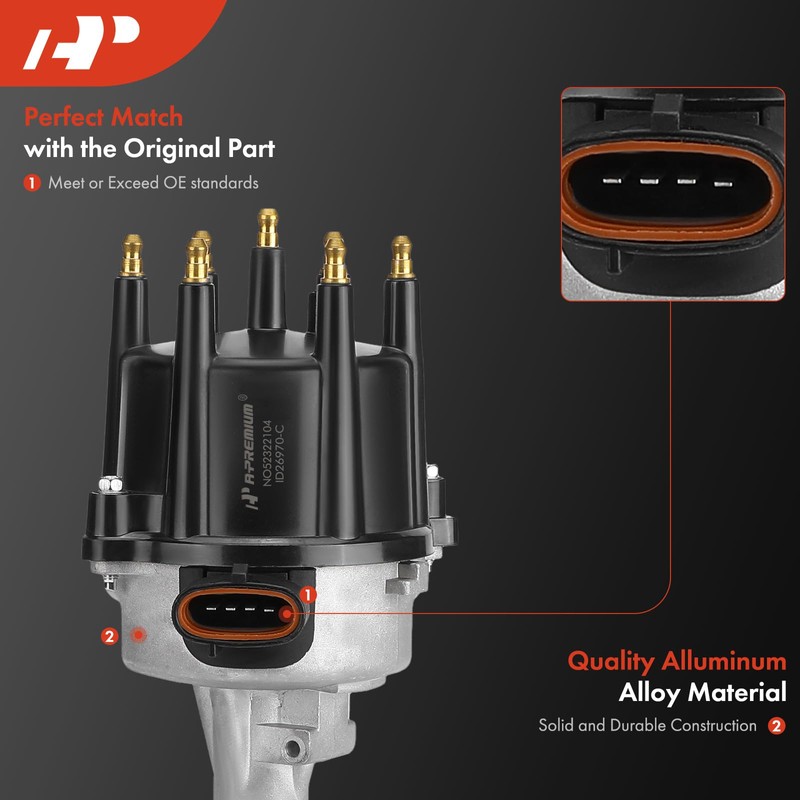 A-Premium Ignition Distributor with Cap and Rotor Compatible with Ford
