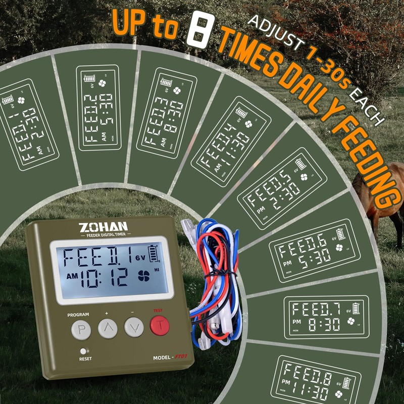 ZOHAN FT01 Deer Feeder Timer - Universal 6V/12V 24h Automatic