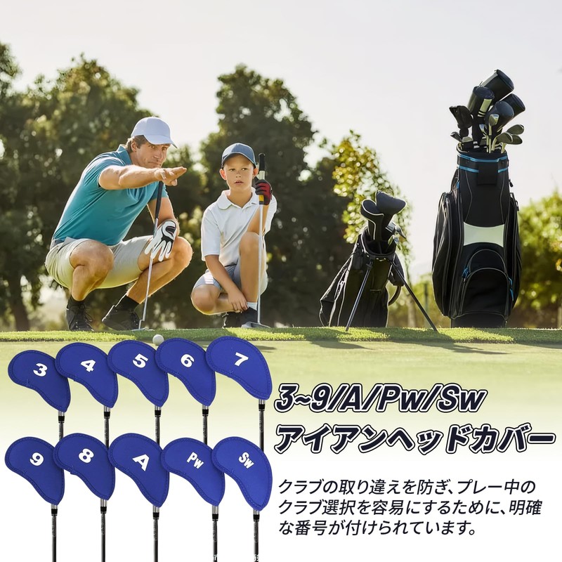DELUXEFOX Golf Iron Covers Set (Pack of 10) Numbered Iron