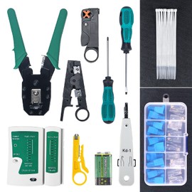 Ponchadora Jack Rj45, pinzas Ponchadores Rj45, 13 en 1 Red Profesional Mantenimiento, Kit de Herramientas, Mantenimiento de Red con Pelacables, Crimpadora Prensador, Hogar, Fábrica