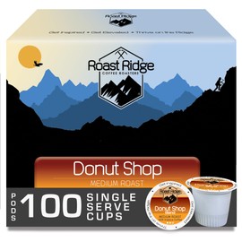 Roast Ridge Single Serve Coffee Pods for Keurig K-Cup Brewers, Donut Shop Blend, Medium Roast, 100 Count