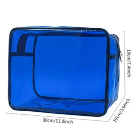 TotePrint Clear Toiletry Bag, PVC Makeup Bag for Women, Spacious Clear Cosmetic & Toiletry Pouch，Large Transparent Makeup Pouch for Travel, Blue, Modern