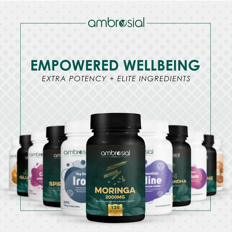Ambrosial Premium Organic Moringa Capsules 2000MG - High Strength Antioxidant