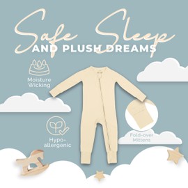 Nyte Nyte Baby- Sleepers for baby - Sunny, 0 to 3 Months, baby pajamas, Long Sleeves Baby Sleeper, with Adjustable Mittens, Adjustable Feet Cuffs & Anti-Slip Grip.