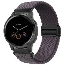 VELULYX Nylon Braided Strap Compatible with Garmin Venu 2S/Venu 3S/Vivomove 3S/Vivoactive 4S, 18 mm Magnetic Buckle Strap for Fossil Women's Gen 6/Gen 5E/Fossil Women's Q Venture HR Gen 4/Gen 3