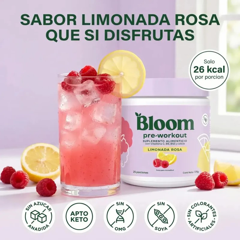 Pre Entreno Bloom con Cafeína y Beta Alanina, de Limonada