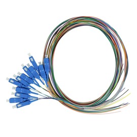 trueCABLE 12 Fiber SC UPC OS2 Singlemode PVC (LSZH) 0.9mm, 12 Color Fiber Optic Pigtail Fusion and Mechanical Splice Singlemode 9/125 900um Tight Buffer, 2m