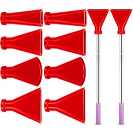 Leriton 8 Pcs Acrylic Pouring Paint Supplies, Stainless Steel Straw Blow Nozzles Set Fluid Art Tools with 4 Size Nozzles, Painting Nozzle Tool Accessories for Fluid Art Bloom and Dutch Pouring(Red)