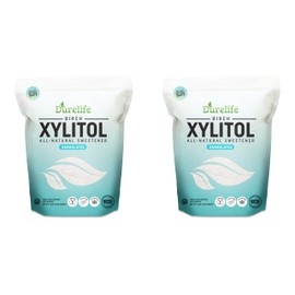 DureLife XYLITOL Sugar Substitute 2.5 LB Bulk 2 Pack (80 OZ) Made From 100% Pure Birch Xylitol NON GMO - Gluten Free - Kosher, Natural sugar alternative, Packaged In A Resealable zipper lock Stand Up Pouch Bag