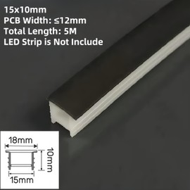 KSDLMPA 16.5Ft/5M Spotless Silicone LED Channel System with Flange, Wear Free Recessed Flexible Tube Black Cover for 12mm LED Strip Light Wall Ceiling Decor (15x10mm, LED Strip not Included)