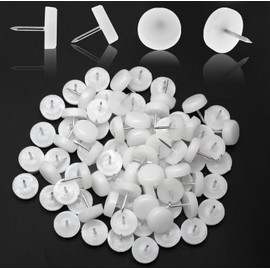Qjaiune 100 PCS Nail In Furniture Glides 18mm Nylon Chair Glides for Wood Floors, White Plastic Table Leg Protectors Chair Feet Sliders, Thickened Table Legs Tack on Furniture Pads for Hardwood Floors