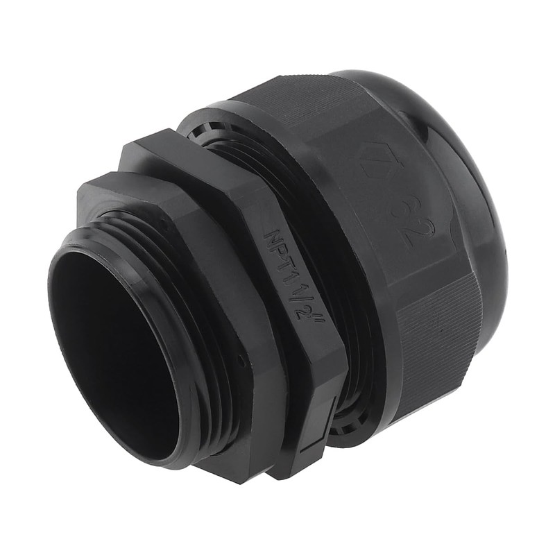 RTNLIT 1-1/2" NPT Cable Gland, Waterproof Adjustable Nylon Plastic Strain