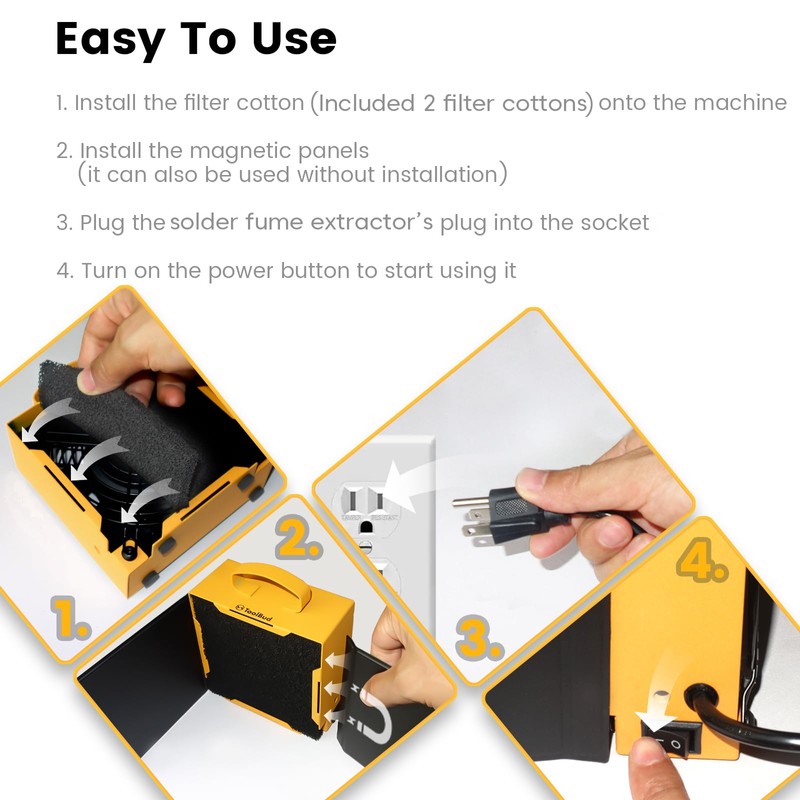 Upgraded ToolBud Solder Fume Extractor with Removable Magnetic Flaps |