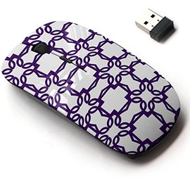 2.4G Wireless Mouse with Cute Pattern Design for All Laptops and Desktops with Nano Receiver - Dark Purple Luxury