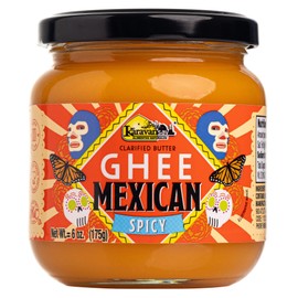 KARAVANSAY MEXICAN GHEE, 100% NATURAL, 6 oz, CLARIFIED BUTTER GHEE WITH CHILI PEPPER. INSPIRED BY MEXICAN COUSINE. THE RICHEST MEXICAN FLAVOR IN YOUR TABLE. KETO FRIENDLY, PALEO, KOSHER